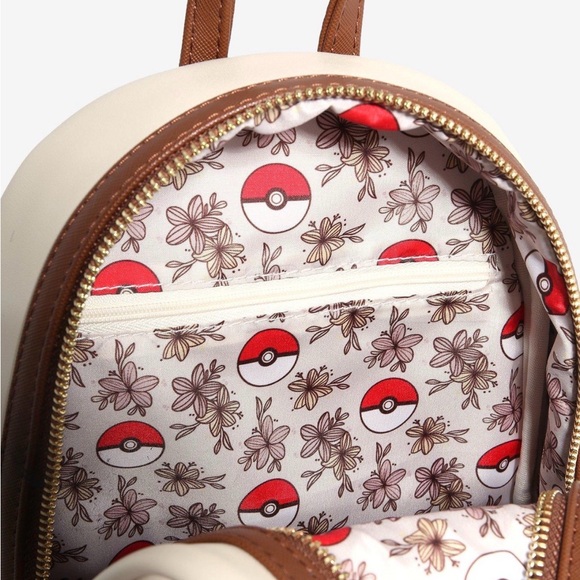 New Loungefly Pokemon Pikachu & Eevee Floral Mini Backpack NWT - Picture 4 of 5